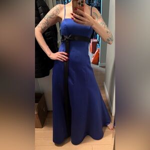 Blue floor length bridesmaid/grad dress with crinolin underneath